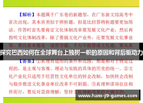 探究巴西如何在全球舞台上独树一帜的原因和背后驱动力